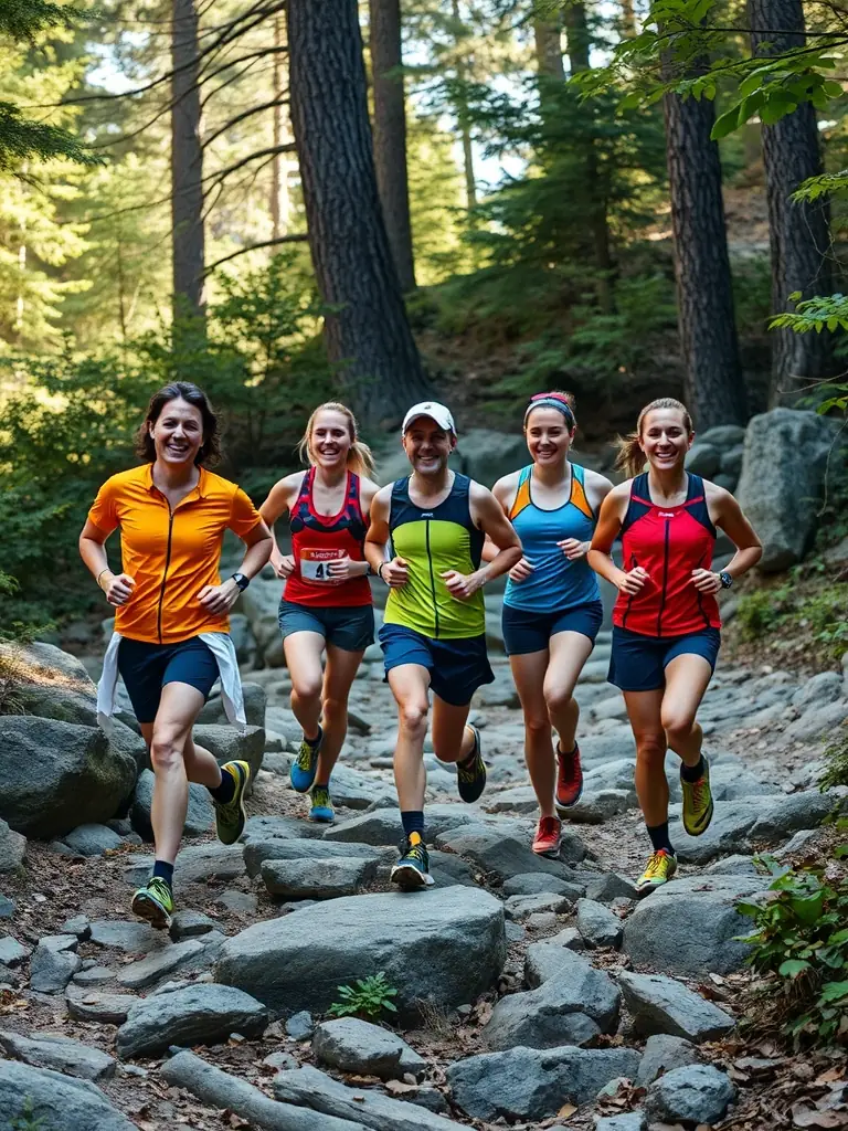 A group of participants gathered at the starting line of a Gages Trail Running organized competition, capturing the excitement and competitive spirit of the event.